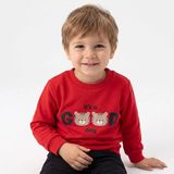 Hellobaby Erkek Bebek Sweatshirt Hayvan Baskılı Bisiklet Yaka Long Sleeve - Kırmızı - 4 - 5 Yaş