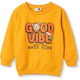 Hellobaby Erkek Bebek Sweatshirt Hayvan Baskılı Bisiklet Yaka Uzun Kol - Sarı - 6 - 9 Ay