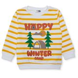 HelloBaby Erkek Bebek Sweatshirt Kamp Baskılı Bisiklet Yaka Uzun Kol - Sarı