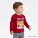 Hellobaby Erkek Bebek Sweatshirt Kaplan Baskılı Bisiklet Yaka Uzun Kol - Kırmızı - 3 - 4 Yaş