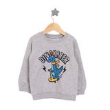HelloBaby Erkek Bebek Sweatshirt Şardonlu Dinokater Desenli Bisiklet Yaka Uzun Kol - Gri Melanj