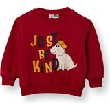 Hellobaby Erkek Bebek Sweatshirt Şardonlu Iki Iplik Bisiklet Yaka Uzun Kol - Kırmızı - 3 - 6 Ay