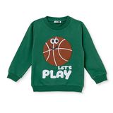 HelloBaby Erkek Bebek Sweatshirt Slogan Baskılı Bisiklet Yaka Uzun Kol - Yeşil