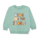 HelloBaby Erkek Bebek Sweatshirt Yazı Baskılı Bisiklet Yaka Uzun Kol - Yeşil