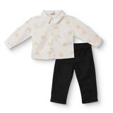 HelloBaby Erkek Bebek Taşıtlar Baskılı Düğmeli Gömlek Yaka Reçme - Ekru