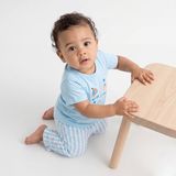 HelloBaby Erkek Bebek Tişört-Alt Marin Baskılı Bağcıklı Bisiklet Yaka Kısa Kol Patiksiz - Mavi
