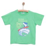HelloBaby Erkek Bebek Tişört Baby Shark Bisiklet Yaka Kısa Kol Yeşil -
