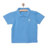 HelloBaby Erkek Bebek Tişört Baby Shark Polo Yaka Kısa Kol Açık Mavi -