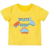 Hellobaby Erkek Bebek Tişört Dinozor Baskılı Bağcıklı Bisiklet Yaka Short Sleeve - Sarı - 2 - 3 Yaş