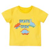 HelloBaby Erkek Bebek Tişört Dinozor Baskılı Bağcıklı Bisiklet Yaka Short Sleeve - Sarı