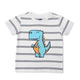 HelloBaby Erkek Bebek Tişört Dinozor Baskılı Bisiklet Yaka Kısa Kol - Beyaz