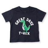 HelloBaby Erkek Bebek Tişört Dinozor Baskılı Bisiklet Yaka Kısa Kol - Füme