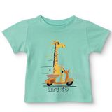 HelloBaby Erkek Bebek Tişört Hayvan Baskılı Bisiklet Yaka Kısa Kol - Mint