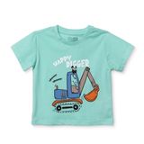 HelloBaby Erkek Bebek Tişört İş Makinası Baskılı Bisiklet Yaka Kısa Kol - Mint