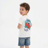 HelloBaby Erkek Bebek Tişört Meyve Baskılı Bisiklet Yaka Kısa Kol - Beyaz