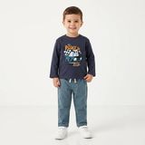 Hellobaby Erkek Bebek Tişört-Pantolon Araba Baskılı Düğmeli Bisiklet Yaka Long Sleeve Reçme - 4 - 5 Yaş - Antrasit