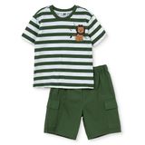 HelloBaby Erkek Bebek Tişört-Şort Aslan Baskılı Bağcıklı Bisiklet Yaka Short Sleeve Reçme - Yeşil