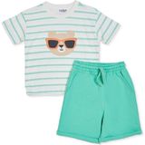 Hellobaby Erkek Bebek Tişört-Şort Ayı Baskılı Bağcıklı Bisiklet Yaka Short Sleeve Reçme - 2 - 3 Yaş - Yeşil Melanj