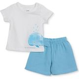 Hellobaby Erkek Bebek Tişört-Şort Hayvan Baskılı Çıtçıtlı Bisiklet Yaka Short Sleeve Reçme - 9 - 12 Ay - Açık Mavi