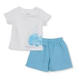 HelloBaby Erkek Bebek Tişört-Şort Hayvan Baskılı Çıtçıtlı Bisiklet Yaka Short Sleeve Reçme - Açık Mavi