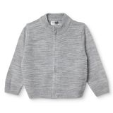 HelloBaby Erkek Bebek Triko Hırka Fermuarlı Bisiklet Yaka Long Sleeve - Gri Melanj