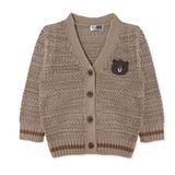 HelloBaby Erkek Bebek Triko Hırka Hayvan Baskılı Düğmeli V Yaka Long Sleeve - Kahverengi