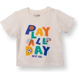 Hellobaby Erkek Bebek Tshirt Süprem Bisiklet Yaka Kısa Kol - Ekru - 6 - 9 Ay