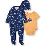 Hellobaby Erkek Bebek Tulum-Body-Şapka Hayvan Baskılı Çıtçıtlı Bisiklet Yaka Uzun Kol Patikli - 3 - 6 Ay - Lacivert
