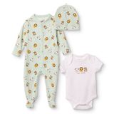 HelloBaby Erkek Bebek Tulum-Body-Şapka Hayvan Baskılı Çıtçıtlı Bisiklet Yaka Uzun Kol Patikli - Ekru