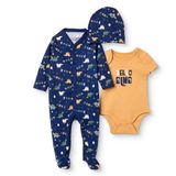HelloBaby Erkek Bebek Tulum-Body-Şapka Hayvan Baskılı Çıtçıtlı Bisiklet Yaka Uzun Kol Patikli - Lacivert