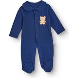 Hellobaby Erkek Bebek Tulum Çıtçıtlı Bebe Yaka Long Sleeve Patikli - Mavi - 6 - 9 Ay