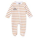HelloBaby Erkek Bebek Tulum Çizgili Fermuarlı Bisiklet Yaka Uzun Kol Patikli - Ekru