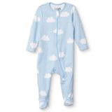 HelloBaby Erkek Bebek Tulum Gökyüzü Baskılı Fermuarlı Bisiklet Yaka Uzun Kol Patikli - Açık Mavi