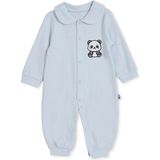 Hellobaby Erkek Bebek Tulum Hayvan Baskılı Çıtçıtlı Bebe Yaka Long Sleeve Patikli - Mavi - 0 - 1 Ay