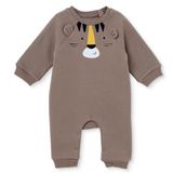 HelloBaby Erkek Bebek Tulum Hayvan Baskılı Çıtçıtlı Bisiklet Yaka Long Sleeve Patiksiz - Kahverengi