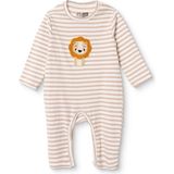 Hellobaby Erkek Bebek Tulum Hayvan Baskılı Çıtçıtlı Bisiklet Yaka Uzun Kol Patiksiz - Bej - 0 - 1 Ay