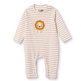 HelloBaby Erkek Bebek Tulum Hayvan Baskılı Çıtçıtlı Bisiklet Yaka Uzun Kol Patiksiz - Bej