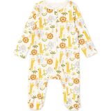 Hellobaby Erkek Bebek Tulum Hayvan Baskılı Fermuarlı Bisiklet Yaka Long Sleeve Patikli - Bej Melanj - 6 - 9 Ay