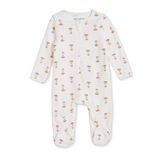 HelloBaby Erkek Bebek Tulum Hayvan Baskılı Fermuarlı Bisiklet Yaka Uzun Kol Patikli - Ekru