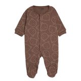 HelloBaby Erkek Bebek Tulum Hayvan Baskılı Fermuarlı Bisiklet Yaka Uzun Kol Patikli - Kahverengi