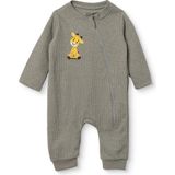 Hellobaby Erkek Bebek Tulum Hayvan Baskılı Fermuarlı Bisiklet Yaka Uzun Kol Patiksiz - Haki - 0 - 1 Ay