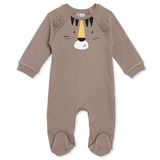 HelloBaby Erkek Bebek Tulum Kaplan Baskılı Fermuarlı Bisiklet Yaka Uzun Kol Patikli - Kahverengi