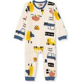 Hellobaby Erkek Bebek Tulum Taşıtlar Baskılı Fermuarlı Bisiklet Yaka Long Sleeve Ribanalı - Ekru - 6 - 9 Ay