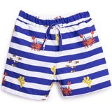 Hellobaby Erkek Bebek Uv Koruma Şort Mayo Çizgili Yengeç Desen Ipli Micro Kumaş - 5 Yaş - Mavi