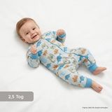 HelloBaby Erkek Bebek Uyku Tulumu Dinozor Baskılı Fermuarlı Bisiklet Yaka Uzun Kol Ribanalı - Ekru