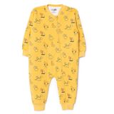 HelloBaby Erkek Bebek Uyku Tulumu Dinozor Baskılı Fermuarlı Bisiklet Yaka Uzun Kol Ribanalı - Hardal