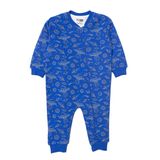 HelloBaby Erkek Bebek Uyku Tulumu Uzay Baskılı Fermuarlı Bisiklet Yaka Uzun Kol Ribanalı - Mavi