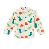 HelloBaby Erkek Bebek Welsoft Hırka Dinozor Baskılı Fermuarlı Bisiklet Yaka Long Sleeve - Ekru