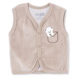 HelloBaby Erkek Bebek Yelek Hayvan Baskılı Çıtçıtlı V Yaka Atlet - Kahverengi