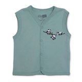 HelloBaby Erkek Bebek Yelek Hayvan Baskılı Çıtçıtlı V Yaka Atlet - Yeşil